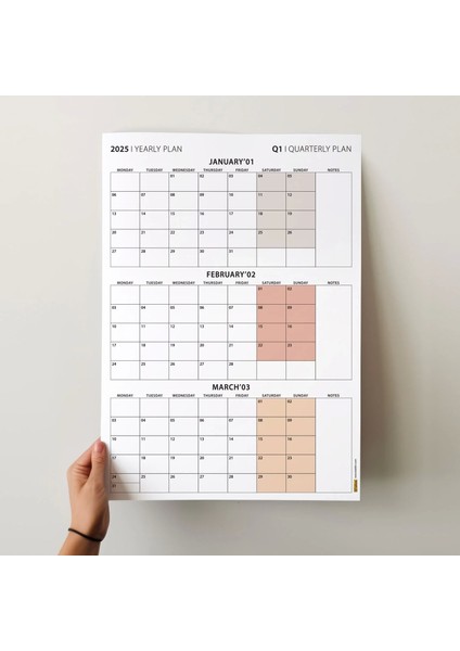 Üç Aylık Planlayıcı 2026 Duvar Takvimi Seti, 90 Günlük Planlama, 2026 Duvar Planlayıcı Takvim, Boho Renkler, 12 Hafta Planlayıcı Takvimi - 35X50CM modelleri