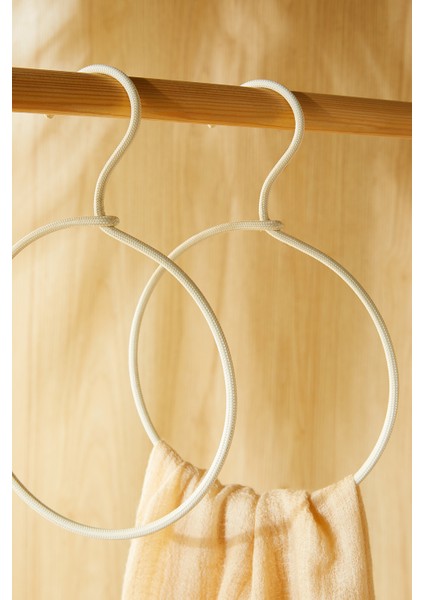 2'li Halka Ekru Renk Kumaş Kaplı Metal Aksesuar Askısı 24.5 x 16 x 0.5 cm modelleri