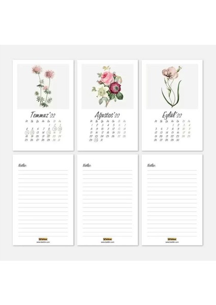 Vintage Çiçekler Takvim 2026 Masa Takvimi Kraft indirimleri