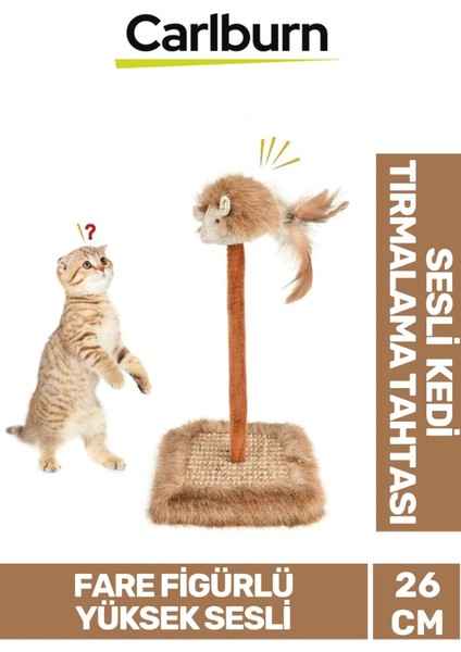 Premium Tırnak Törpüleme 14X14CM En 26CM Yükseklik Dayanıklı Sesli Oyuncaklı Kedi Tırmalama Tahtası