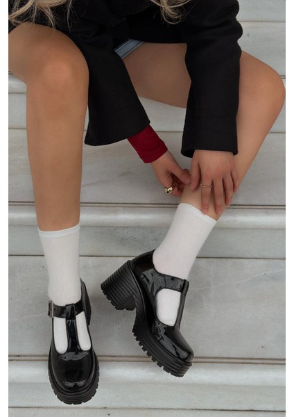 Rasari Rugan Kalın Taban Mary Jane Topuklu Ayakkabı Siyah fiyatları