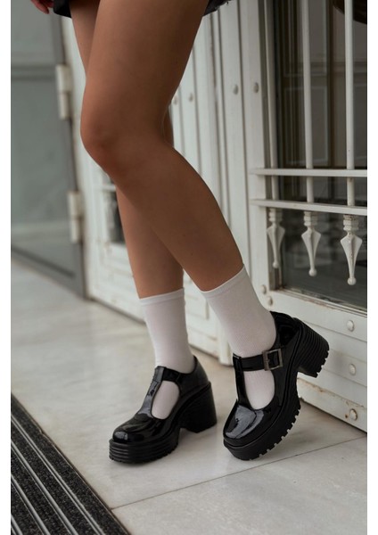 Rasari Rugan Kalın Taban Mary Jane Topuklu Ayakkabı Siyah modelleri