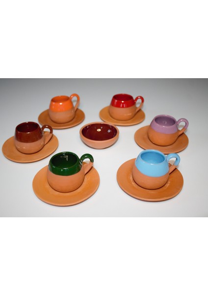 6 Kişilik Tombul Model Fincan Takımı | El Yapımı, Tabak & Lokumluk Dahil, Hediyelik