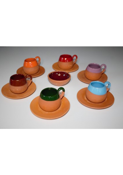 6 Kişilik Tombul Model Fincan Takımı | El Yapımı, Tabak & Lokumluk Dahil, Hediyelik modelleri