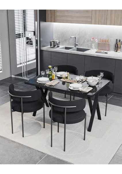 Eshome Tedy Kumaş Yemek Odası Masa Takımı Mutfak Masası Takımı