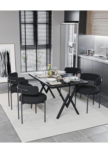 Eshome Tedy Kumaş Yemek Odası Masa Takımı Mutfak Masası Takımı fiyatları