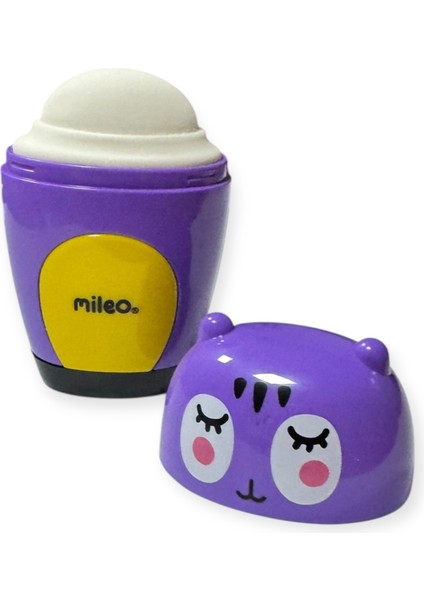 Mileo Sevimli Ayılar Desenli Kalemtraş, 4 Renk, Silgili