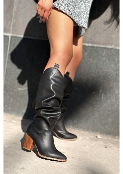 Orsenas Mat Deri Körüklü Kadın Kovboy Çizme Siyah fiyatları