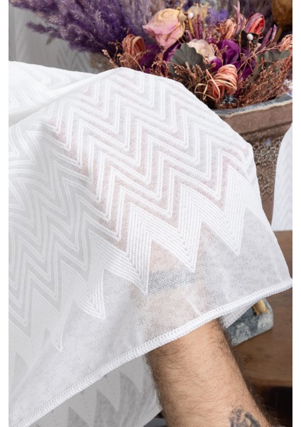 Zikzak Ekru 1/3 Sık Pileli Ütü Istemez Kırışmaz Yeni Sezon Salon Oda Tül Perdesi