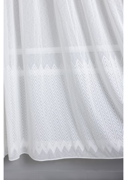 Zikzak Ekru 1/3 Sık Pileli Ütü Istemez Kırışmaz Yeni Sezon Salon Oda Tül Perdesi