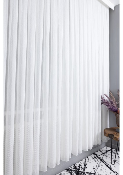 Zikzak Ekru 1/3 Sık Pileli Ütü Istemez Kırışmaz Yeni Sezon Salon Oda Tül Perdesi