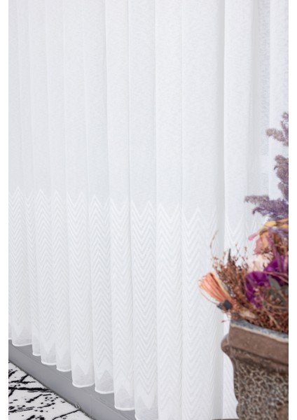 Zikzak Ekru 1/3 Sık Pileli Ütü Istemez Kırışmaz Yeni Sezon Salon Oda Tül Perdesi