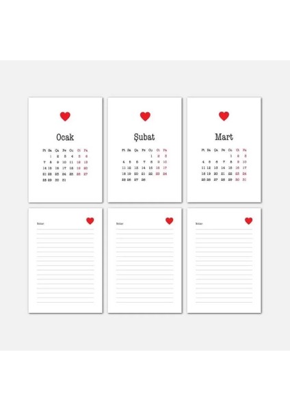 Kalp Tasarımlı Masa Takvimi | Ahşap Tabanlı 2026 Masa Takvimi fiyatları