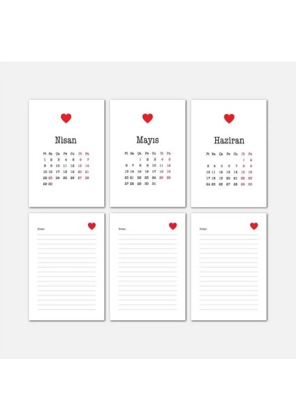 Kalp Tasarımlı Masa Takvimi | Ahşap Tabanlı 2026 Masa Takvimi modelleri