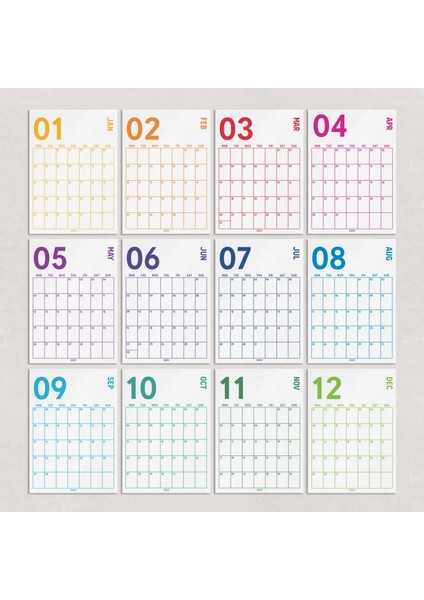 2026 Aylık Planlayıcı Duvar Takvimi, 33X48 cm & A4 Spiralli Takvim, Organizer Takvim, Gökkuşağı Renkleri fiyatları