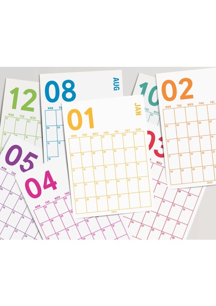 2026 Aylık Planlayıcı Duvar Takvimi, 33X48 cm & A4 Spiralli Takvim, Organizer Takvim, Gökkuşağı Renkleri indirimleri