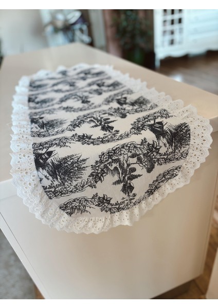 Fisto Fırfırlı Çiftlik Desen Oval Runner (40X110 Cm) modelleri