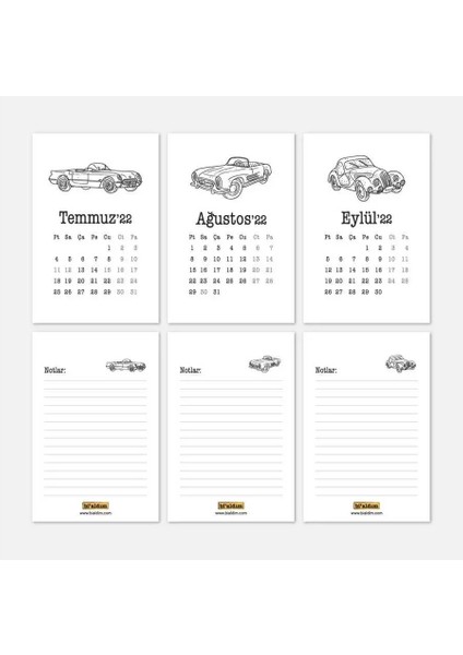 Klasik Arabalar 2026 Takvimi - Masa Takvimi indirimleri