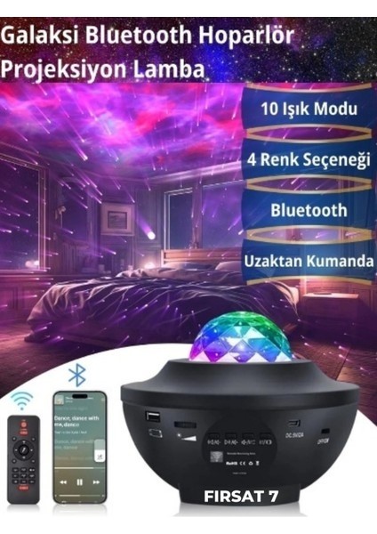 Galaxy Uzay Istasyonu Bluetooth Hoparlör Projektör Gece Lambası Lazer Işık ve Parti LED Disko Topu