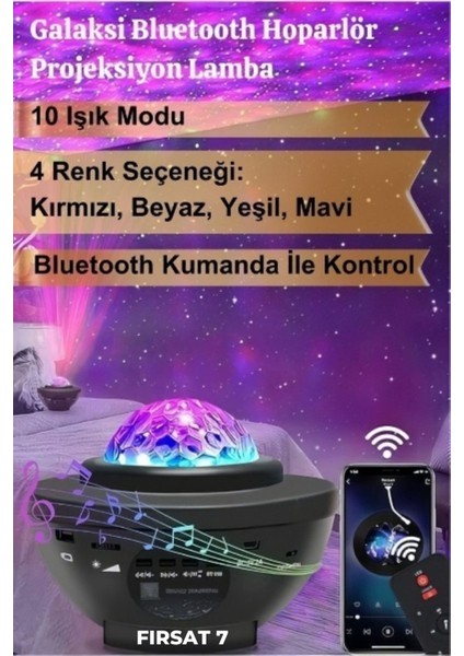 Galaxy Uzay Istasyonu Bluetooth Hoparlör Projektör Gece Lambası Lazer Işık ve Parti LED Disko Topu fiyatları