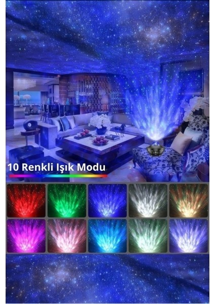 Galaxy Uzay Istasyonu Bluetooth Hoparlör Projektör Gece Lambası Lazer Işık ve Parti LED Disko Topu fırsatları