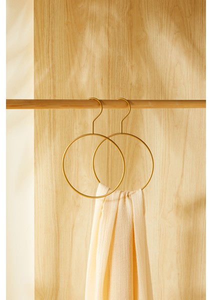 2'li Halka Altın Renk Metal Aksesuar Askısı 24.5 x 16 x 0.5 cm