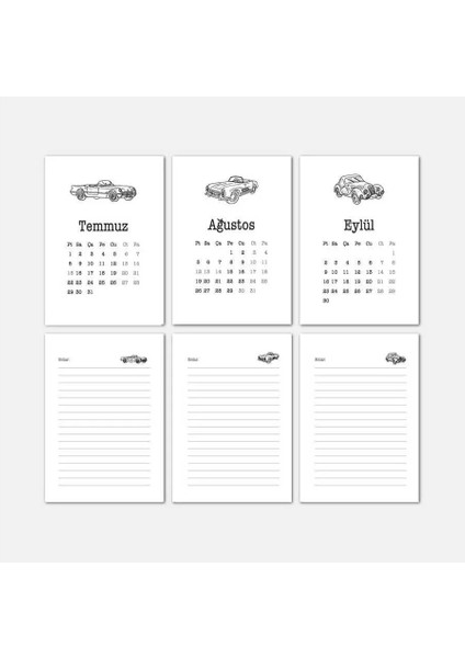 Vintage Araba Serisi Masa Takvimi | Ahşap Tabanlı 2026 Masa Takvimi modelleri