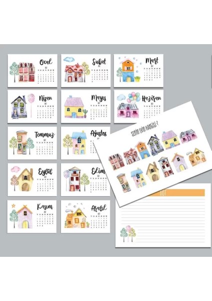 Sevimli Evler Masa Takvimi | Ahşap Tabanlı 2026 Masa Takvimi fırsatları