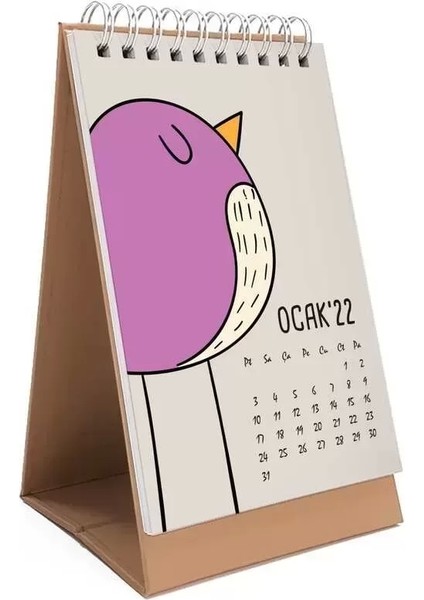 Hayvanlı Takvim Renkli Hayvanlar Alemi 2026 Masa Takvimi Kraft