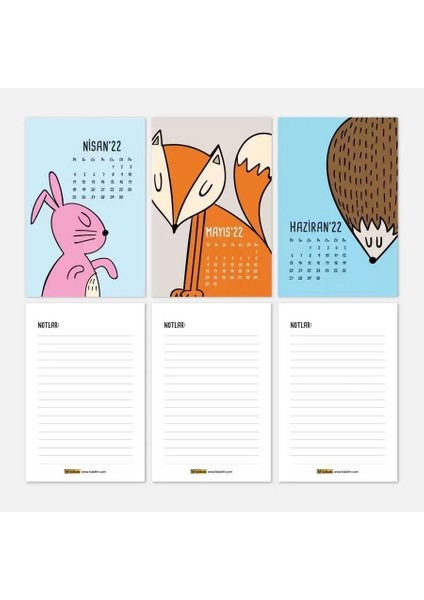 Hayvanlı Takvim Renkli Hayvanlar Alemi 2026 Masa Takvimi Kraft modelleri