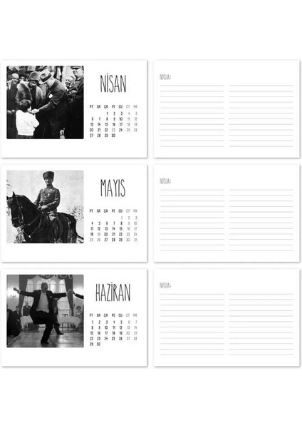 Ahşap Tabanlı Atatürk Fotoğraflı Masa Takvimi | 2026 Masa Takvimi modelleri
