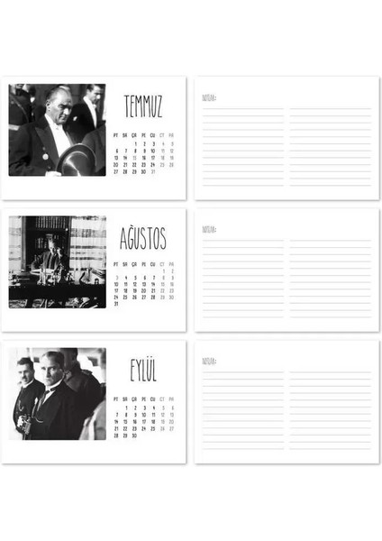 Ahşap Tabanlı Atatürk Fotoğraflı Masa Takvimi | 2026 Masa Takvimi fırsatları
