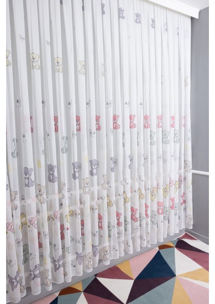 Renkli Ayıcık 1/2,5 Normal Pileli Ütü Istemez Yeni Sezon Çocuk Oda Tül Perdesi fırsatları