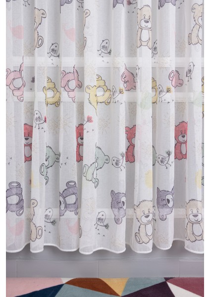 Renkli Ayıcık 1/2,5 Normal Pileli Ütü Istemez Yeni Sezon Çocuk Oda Tül Perdesi indirimleri