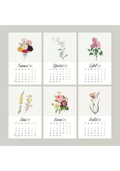 Çiçekli Masa Takvimi, Vintage Çiçekli Takvim, Kraft Üçgen Takvim, 2026 Masa Takvimi modelleri