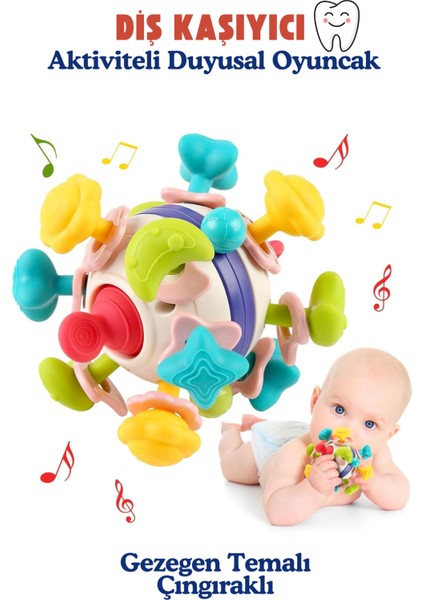Bebek Oyuncağı Çıngıraklı Diş Kaşıyıcı Duyusal Montessori Oyuncak