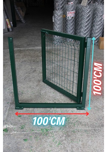 Bahçe Kapısı Panel Çit Tel Kapısı Kanatlı Kapı Yeşil 100 cm Yükseklik x 100 cm En