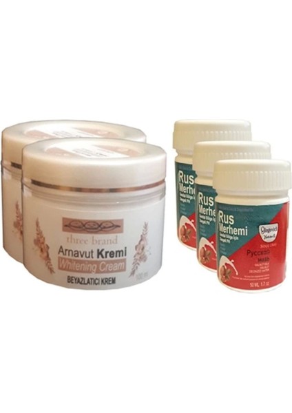 Three Brand Vücut Kremi 100 ml Arnavut Kremi 2 Adet + Rus Merhemi 50 ml 3 Adet