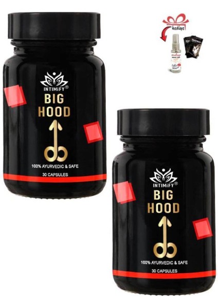 Intımıfy Big Hood Erkekler Için Büyütücülü Takviye 30'lu x 2 Ad+Afrodizayn Masaj Yağı