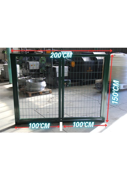 Bahçe Kapısı - Panel Çit Tel Kapısı -Çift- Kanatlı Kapı Yeşil-) -150CM Yüksekliği x 200 cm Uzunluk