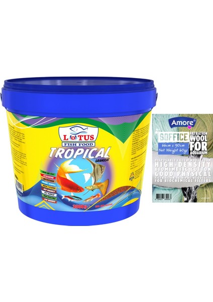 Tropical Mix 3kg Kova Lepistes Melek Moli Canlı Doğuran Akvaryum Balık Yemi, Soffice 60 gr Elyaf 66x90 cm