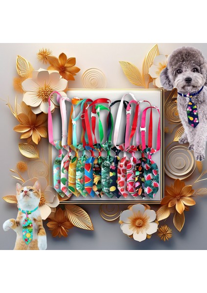 Kedi ve Köpek Için 2'li Ayarlanabilir Meyve Desenli Renkli Kravat