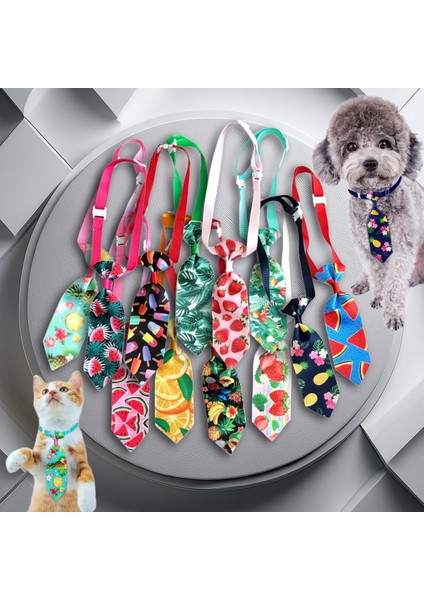 Kedi ve Köpek Için 2'li Ayarlanabilir Meyve Desenli Renkli Kravat
