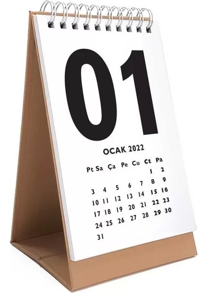 Kraft 2026 Masa Takvimi Ingilizce Türkçe Sayı Aylar Konsept