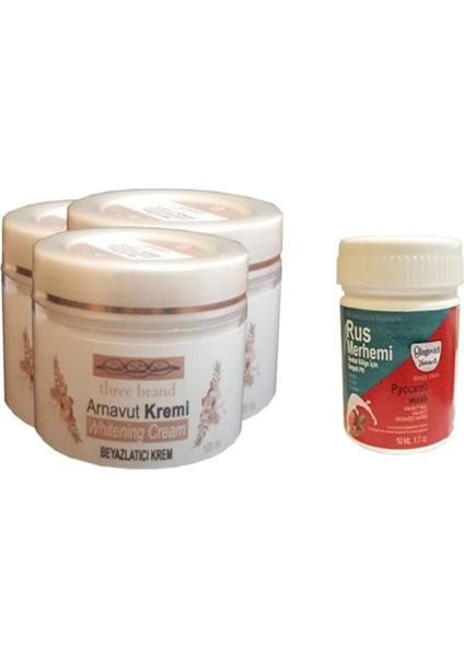Three Brand Vücut Kremi 100 ml Arnavut Kremi3 Adet + Rus Merhemi 50 ml 1 Adet