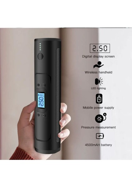 Kablosuz Şarjlı Çok Güçlü Lastik Tekerlek Şişirme Pompası Araba Motor Bot İçin Powerbank Özellikli fırsatları