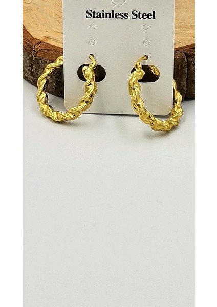 Altın Sarısı Halka Kararmaz Lüks Küpe