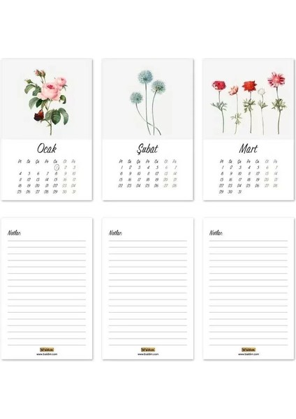 Vintage Çiçekli 2026 Masa Takvimi fiyatları