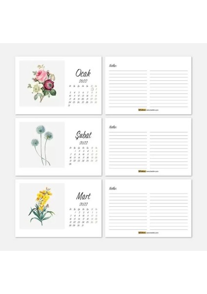 Çiçekli Takvim 2026 Masa Takvimi modelleri