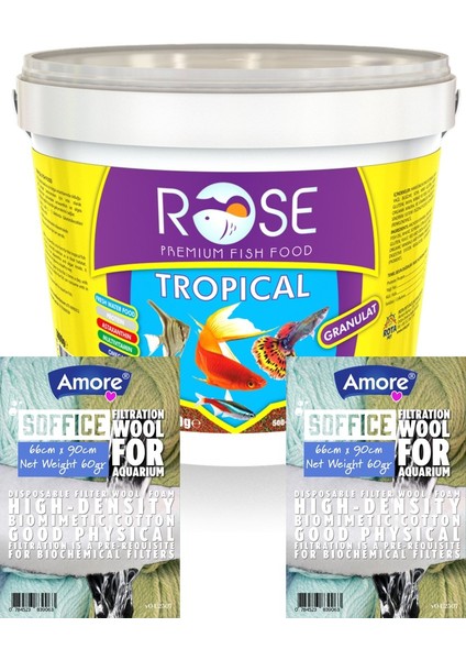 Tropikal Mix Granül 3 kg Kova, Soffice 2 Paket 60GR Elyaf 66X90CM